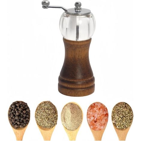 Stück Pfeffermühle Manuelle Pfeffermühle aus Holz Handbetriebene Meersalzmühle Mahlgrad einstellbar Leicht zu reinigen Langlebig Holzfarbe zum Ma (1/5)