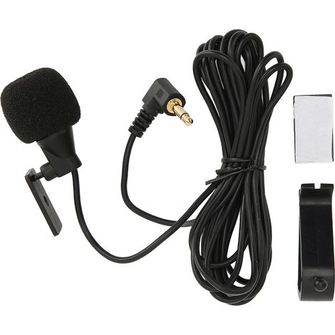 Microphone stéréo de voiture 3,5 mm, microphone externe pour systèmes audio de voiture, récepteur stéréo pour unité principale de voiture avec fonction Bluetooth, GPS, DVD/CD. (1/5)