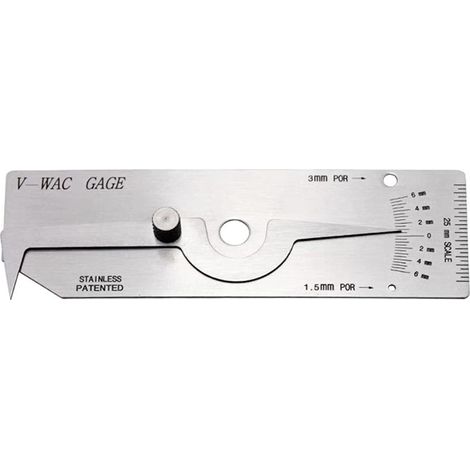 Sollbry V-WAC Jauge, Jauge de soudage V‑WAC outil de mesure de soudure d'inspection de taille de jauge d'épaisseur de tôle de fil d'acier inoxydable (Metric) (1/5)