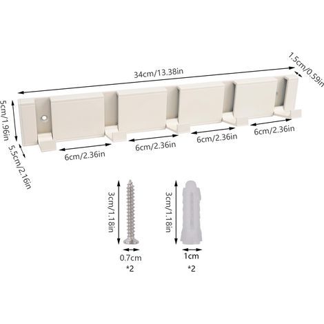 Wandgarderobe mit 5 ausziehbaren Haken, moderne, schwebende Garderobe mit Schrauben, Wandhaken für Bad, Schlafzimmer, Küche, Flur, cremeweiß (1/5)