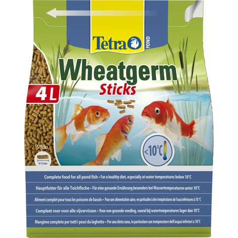 Tetra Pond Wheatgerm Sticks, Mangime Completo ai Pesci dei Laghetti da Giardino, Ottimale per Temperature Basse dell'Acqua in Autunno e in Primavera, 4 L