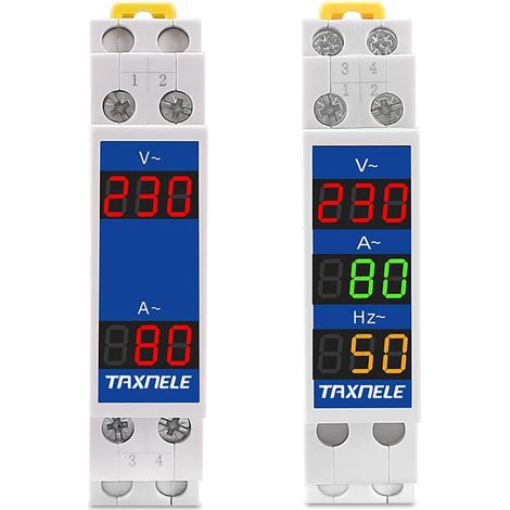 Rail Din 18 mm Voltmètre Ampèremètre Fréquencemètre AC 80-500V 110V 220V 380V 100A Voltmètre Modulaire Ampèremètre Indicateur LED Testeur de Tension Numérique avec CT (V+A+HZ) (1/5)