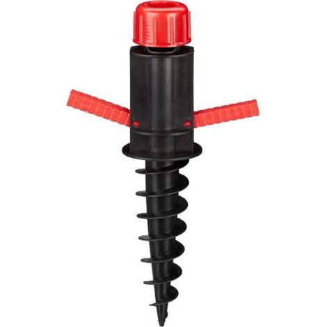 Noir Pied, Porte parasol, Support à vis, Douille de sol, Diamètres 19 32 mm, Camping, Plage, rouge (1/5)