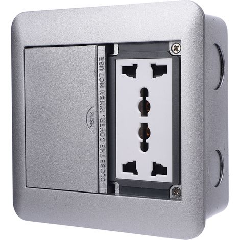 Prise de sol encastrable 4000 W, couleur argent, double porte, multifonctionnelle, pour salon et cuisine. (1/5)