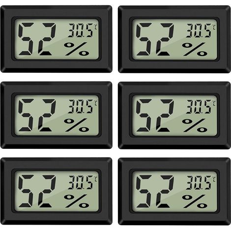 (6 STÜCKE) Mini-Digital-LCD-Thermometer-Hygrometer Temperatur- und Luftfeuchtigkeit -50  70 ℃ 10 %  99 % RH Tragbares Thermometer Thermo-Hygrometer-Anzeige