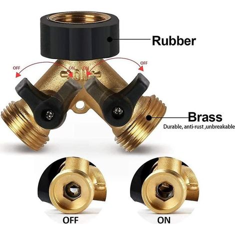 Raccord, connecteur de tuyau, robinet double pour machine à laver, séparateur en Y à 2 voies, 3/4 pouces pour raccorder 2 appareils, pour robinet de jardin, adaptateur pour baignoire (1/4)