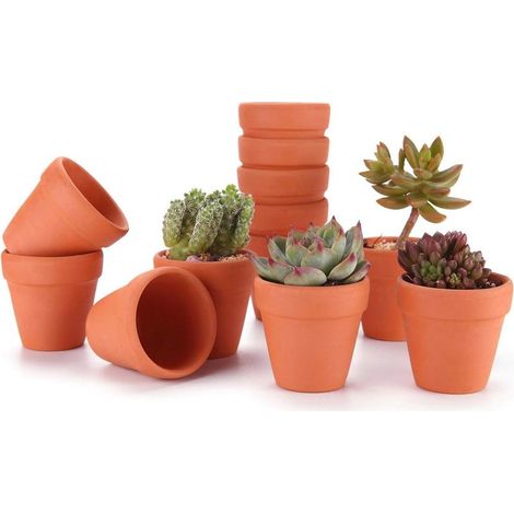12 mini vasi in terracotta da 8 cm per piante grasse, cactus e fiori, ideali per interni ed esterni. Adatti per cactus, piante grasse, decorazioni floreali, decorazioni orticole, matrimoni, feste, cas (1/5)