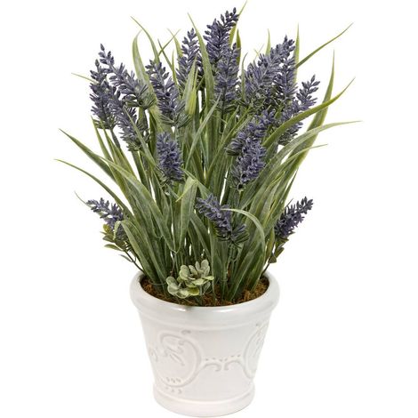 Composizione floreale artificiale prov lavanda 35 cm vaso in gres - Atmosphera créateur d'intérieur