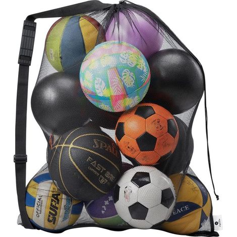 Sac De Rangement En Filet - 101 X 76 Cm - Pour Ballons De Football Basket Volley Rugby - Avec Cordon De Serrage Et Bretelles Réglables - 1 Pièce (1/5)