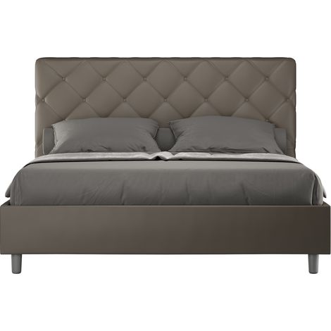 Lit matelassé 160x200 cm simili cuir cappuccino Paryse-Option Avec sommier et coffre (1/5)