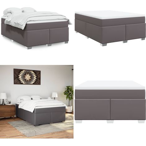 Boxspringbett mit Matratze Grau 140x200 cm Kunstleder - Boxspringbett - Betten - Doppelbett - Kunstlederbett - Massivholzbette - Home & Living (1/5)