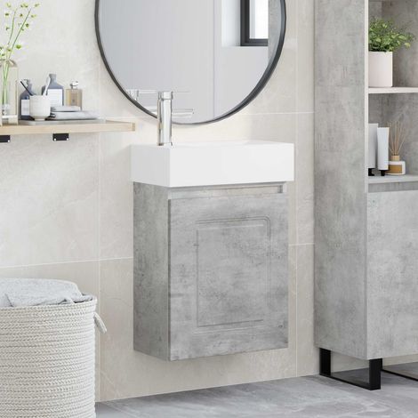 vidaXL Mobile bagno con rubinetto Grigio Cemento 45,5 x 22,5 x 84