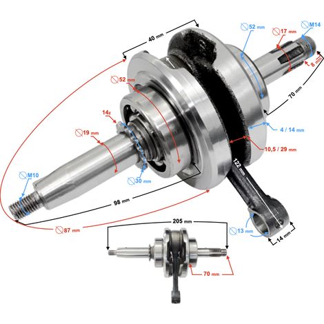 Vilebrequin pour cyclomoteur 50 cm3 4T (1/3)