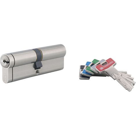 Thirard – Cylindre de serrure double entrée T2 45x45mm – Nickel – Anti-arrachement, anti-perçage, anti-crochetage – 5 clés fournies (1/2)