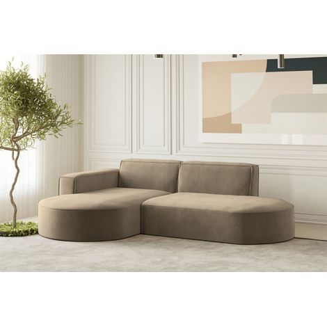 Ecksofa Designersofa PALMA XS in Stoff Noel Braun Ottomane Links (1/2)