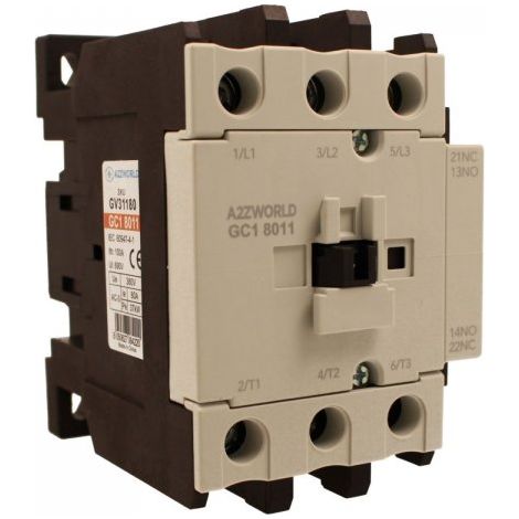 Contattore Motore 3P 4M, Teleruttore Trifase Industriale AC 380V 3NO, Bobina 220V AC, Contatto Ausiliare 1NO+1NC, IP20 (80A)