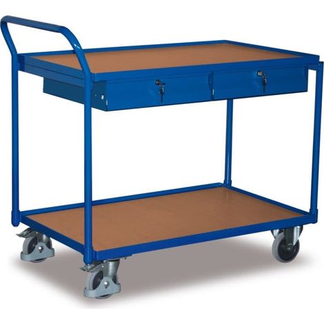 VARIOfit Tischwagen mit 2 Ladeflächen und 2 Schubladen Schiebegriff nach oben gerichtet (1/2)