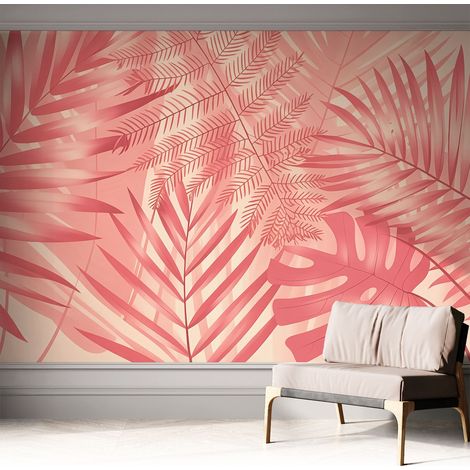 Papier peint autocollant avec imprimé pour cuisine facile à appliquer pour mur a motif Feuilles tropicales 312x219 cm (1/5)