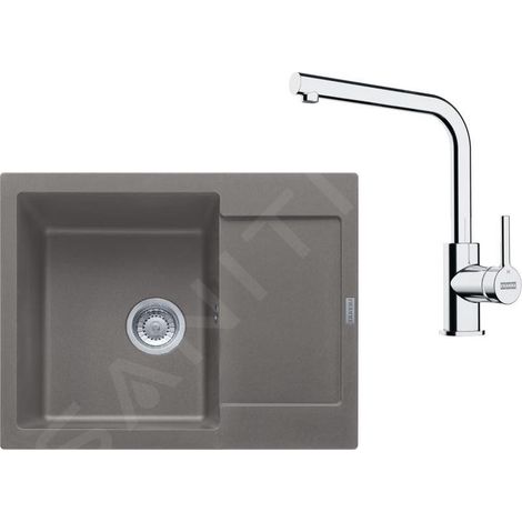 Franke - Set de cuisine G257ŠK, évier en fragranit MRG 611-62 + robinet FS 3230.031, gris pierre / chrome 114.0700.716 (1/4)
