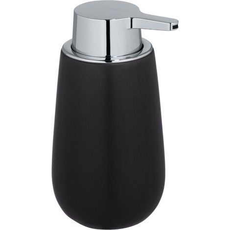 Distributeur de savon liquide noir mat – Céramique haut de gamme – Capacité 320 ml – Dimensions 9,5 x 16 x 8 cm