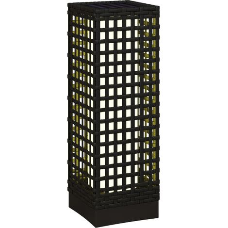 Lampada solare, design in rattan, 15,5x15,5x46 cm, impermeabile con sensore di luce, lampada da giardino a LED automatica, nera, per patio e giardinoSul posto