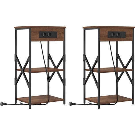 Maison Exclusive - Nachttisch mit Regal 2 pcs Braun Eichen-Optik