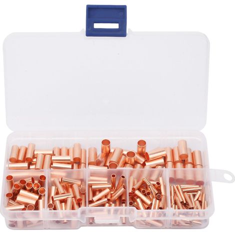 Lot De 250 Tubes De Raccordement En Cuivre Rouge GT1-6 Mm Connecteur De Tuyau De Raccordement De Câble Intermédiaire Petit Tube De Raccordement En Cuivre Connecteur De Câble (1/5)