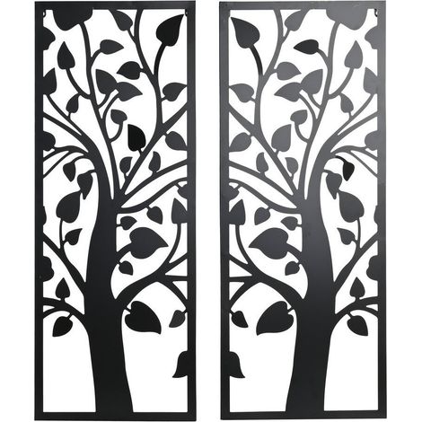 DKD Home Decor Décoration Murale Arbre Métal Noir 2 pièces (1/3)