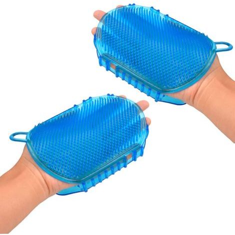 Gant de massage anti-cellulite en silicone, 11 x 15 cm, pour bain et douche, réduction de la cellulite, beige, tous types de peau (1/5)