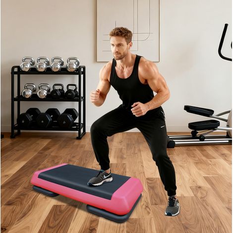 Verstellbares Aerobic-Stepboard 76 x 35 cm, 2 Höhen, Rot und Schwarz OKMYHOME (1/5)