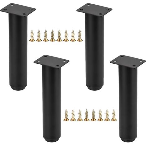 4 x Adjustable Furniture Legs, Black Metal Table Legs, Height Adjustable Feet 0-140 mm, Kitchen Furniture Legs, Cabinets, Bed Legs (18-32 cm) (1/5)