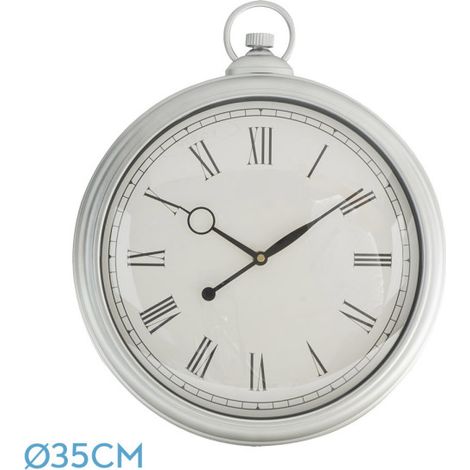 Epoca silberne Wanduhr 41 x 35 x 5 cm, kontinuierliches Uhrwerk (1/3)