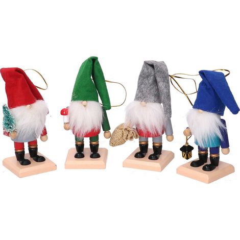 Vacchetti Giuseppe Confezione 4 gnomi misti per addobbo albero e da tavola alti 12cm, 6320600000 (1/5)
