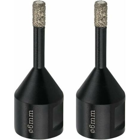 Forets à Carrelage 6 mm M14 Foret Diamant Carrelage Grès Cérame Marbre - Scie cloche Diamant, 2x Forets Trépan Diamant à sec pour Meuleuse d'angle (Noir ) (1/5)
