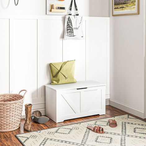 Coffre Rangement Chambre Chargeur Couvercle Charnière Sécurité Mobilier Intérieur Blanc 100 l 80x40x45cm (1/4)