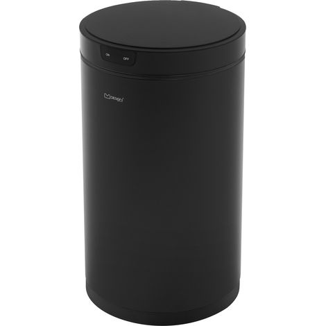 ML-Design Cestino per Rifiuti con Sensore di Movimento 30L, Rotondo in Acciaio Inox Nero, Apertura e Chiusura Automatica, Anello per Sacchetti, Pattumiera Elettrica per Cucina e Ufficio