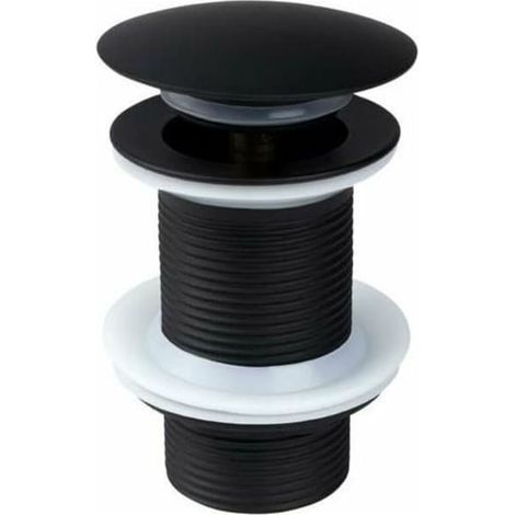 Valve de fond noire sans trop-plein, valve de fond universelle noire à clapet, bouchon de vidange sans trop-plein, vanne de vidange sans trop-plein, automatique (1/4)