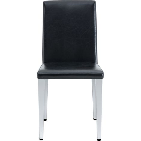 Set de 2 sillas de comedor modernas en PU negro y metal plateado MODENUIT (1/5)
