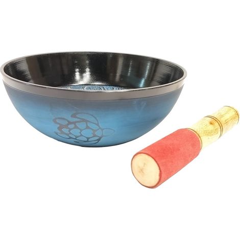 Cuenco tibetano de aluminio azul con tortuga 20 cm (1/5)
