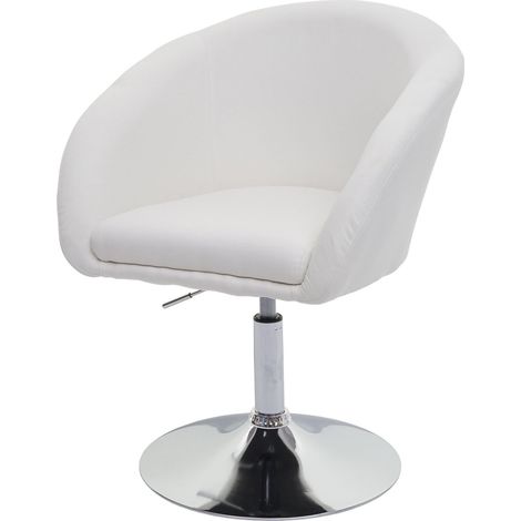 Esszimmerstuhl HHG-247, Küchenstuhl Stuhl Drehstuhl Loungesessel, drehbar höhenverstellbar Stoff/Textil creme-weiß