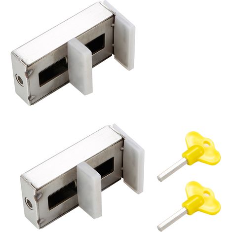 Lot de 2 verrous de fenêtre coulissante avec cordon à clé, loquet antivol pour porte en alliage (1/2)