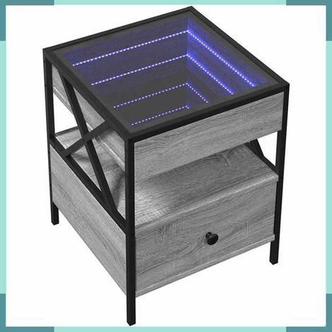 847720 Table basse avec LED Infinity sonoma gris 40x40x51 cm (1/5)