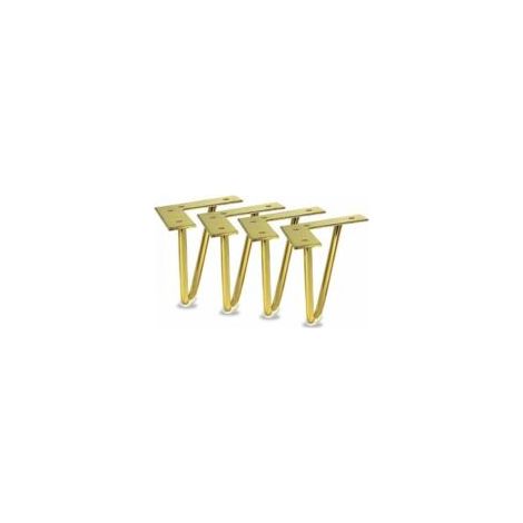 Lot de 4 pieds de meubles en métal doré de 10cm pour armoire, meuble TV, commode, projet de bricolage (1/5)