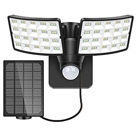 GENERIC-Lampe Solaire Extérieur 1400LM LED Lampe Solaire Extérieur Puissante, 5500K Lumière Solaire de Détecteur de Mouvement avec 2 Têtes Réglables, IP65 Étanche Projecteur pour Jardin Parking Patio (1/5)