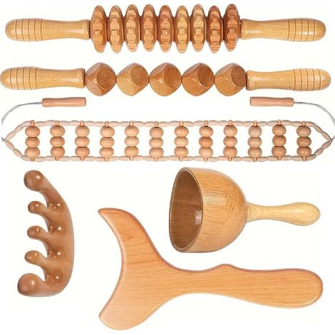 Kit Maderotherapie Corps 6en1,Rouleau Massage Dos (1/5)