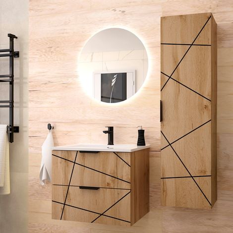 Set di mobili da bagno con lavabo Teren marrone 60cm (1/5)