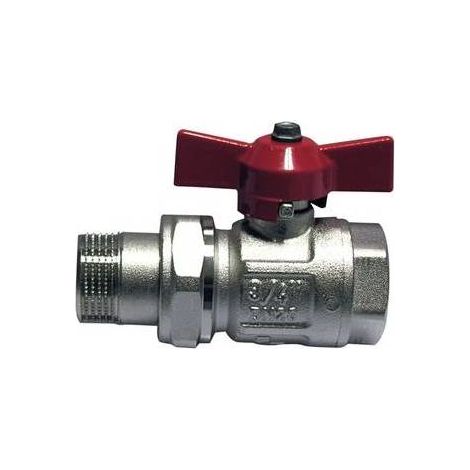 VANNE À BILLE MF AVEC RACCORD ET LEVIER À PAPILLON ROUGE Taille : 1/2" (DN 15) 50 bar / 725 psi