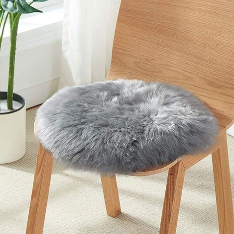 Tapis Faux en Peau de Mouton,Imitation Toison Moquette Fluffy Soft Longhair Décoratif Coussin de Chaise Canapé Natte (Gris, 60x60cm) (1/4)