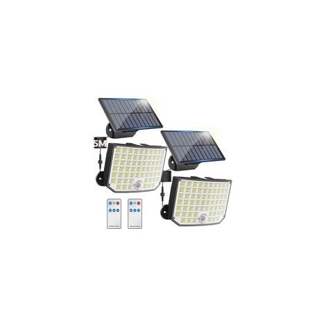 Lampe solaire extérieure 256 LED – 3 modes de détection – Câble 5m – Étanche IP65 – Angle d'éclairage 180° – Télécommande incluse (1/5)