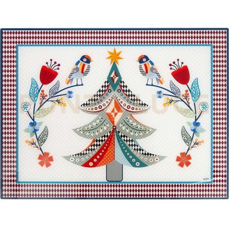 SET 2 TOVAGLIETTE RIGIDE NATALIZIE IN CRISTALLO ACRILICO DECORATO DISEGNO SCHIACCIANOCI